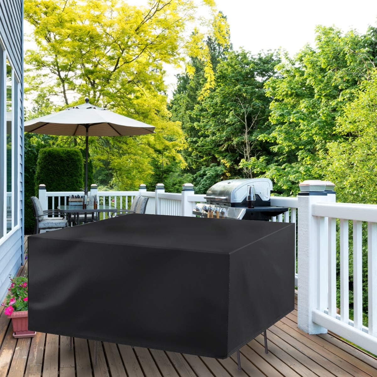 Garden Furniture Cover Patio Furniture Covers Waterproof Outdoor Table Covers With Windproof Drawstring 420d Heavy Duty Oxford Fabric Rattan Furniture Cover Anti Uv Snow Protection 170x94x70cm Amazon Co Uk Garden Outdoors