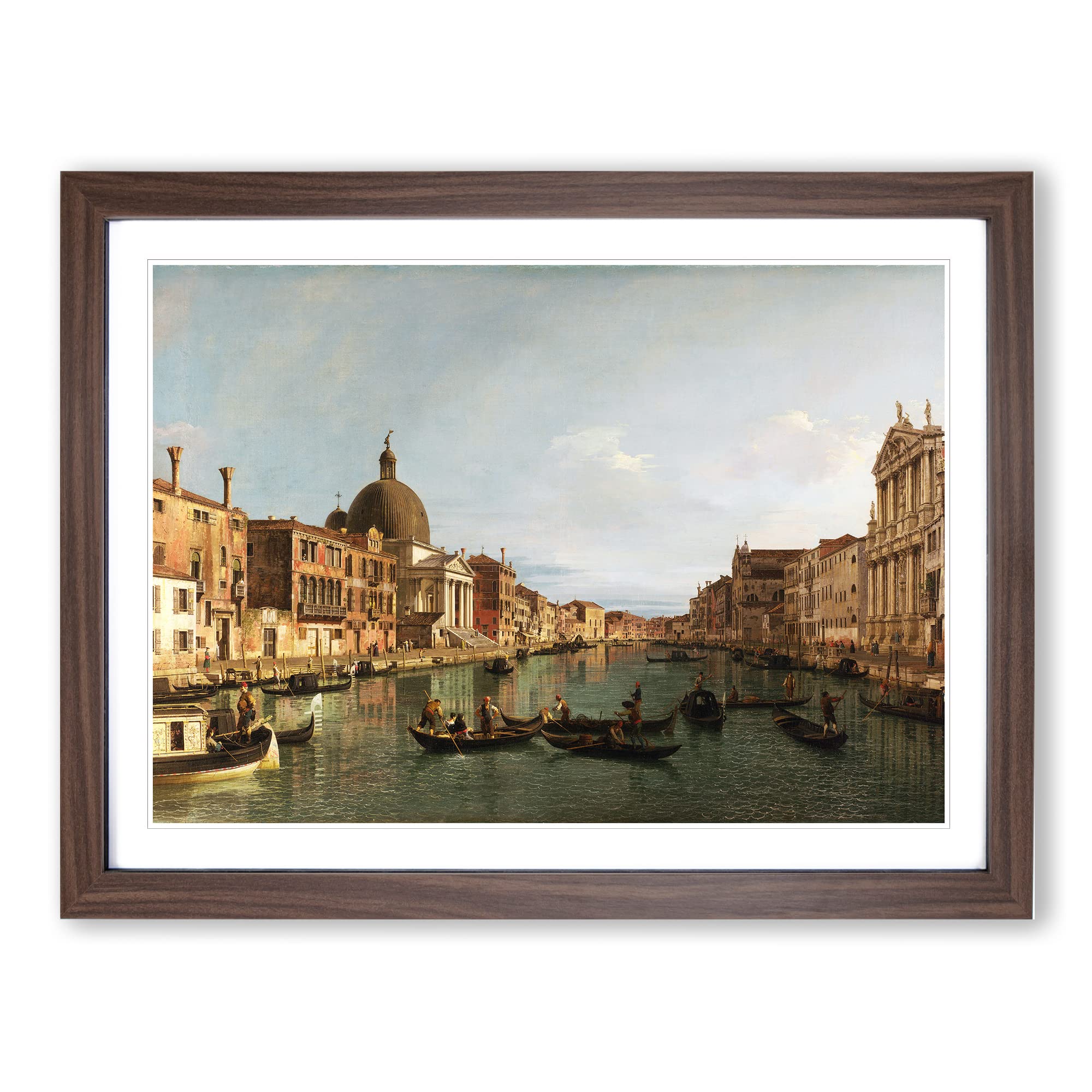 The Grand Canal In Venice By Giovanni Canaletto Classic Painting Framed Wall Art Print, Ready to Hang Picture for Living Room Bedroom Home Office Décor, Walnut A4 (34 x 25 cm)
