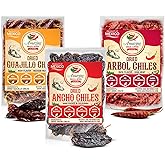 Dried Chile Peppers Variety Pack 3x4oz Ancho Arbol Guajillo | Mexican Chili