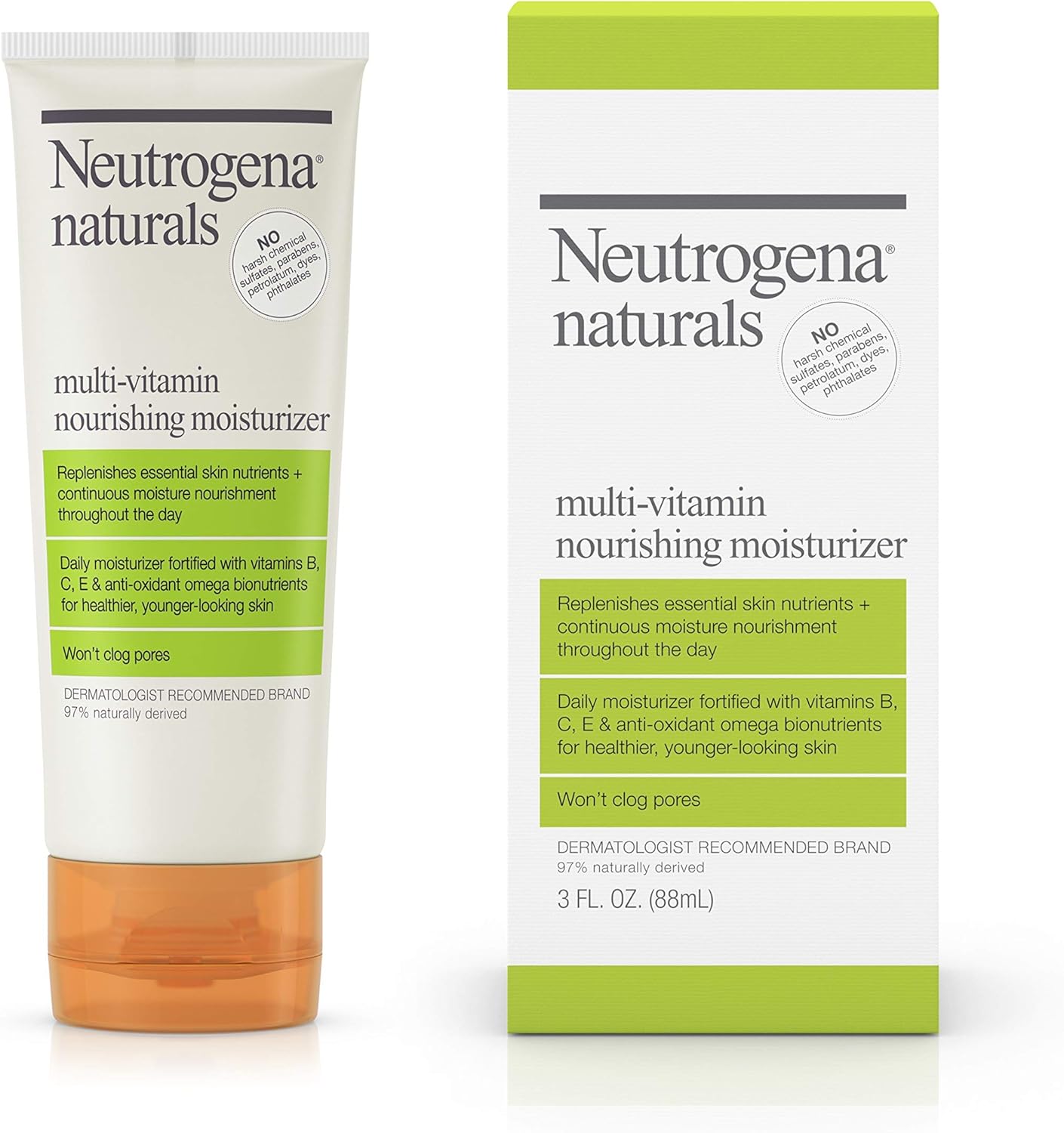 Neutrogena Naturals Multi-Vitamin Nourishing Daily Face Moisturizer with Antioxidant Bionutrients & Vitamins B, C & E, Non-Comedogenic & Sulfate-, Paraben-, Phthalate- & Dye-Free, 3 fl. oz: Beauty