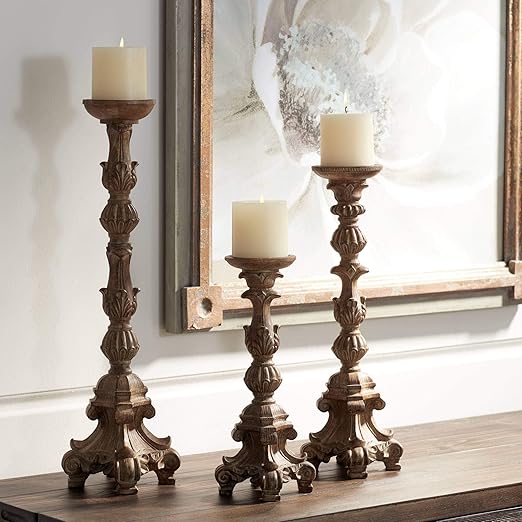 Amazon Com Kensington Hill Exotic Carved Pillar Candle Holders