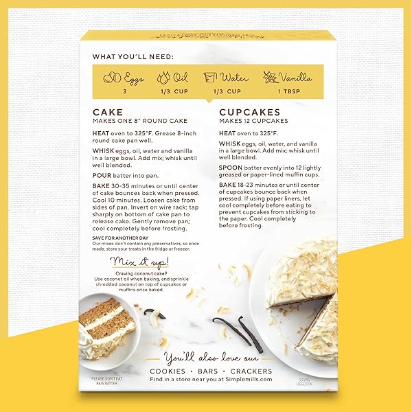 SIMPLE MILLS ALMOND FLOUR BAKING MIX, VANILLA CUPCAKE & CAKE MIX – GLUTEN FREE, PLANT BASED, PALEO FRIENDLY, 11.5 OUNCE (PACK OF 1)