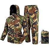 Fousam Rain Suit, Rain Gear for Men Waterproof, Camo Rain Jacket, Lightweight Rain Coat