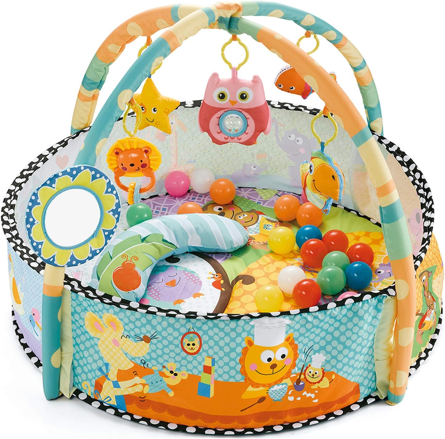 MEERO LONDON CH96261A NewBorn Pool Play mat, 4 in 1 Activity Gym, Ball Pit with 30 Play Balls, Soft Toy, Fun Animals - Image 3