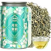 CO-OP 1950 Moonlight Jasmine Green Tea Loose Leaf, 108g, Scented 5x with Fresh Double-Petal Jasmine Blossoms, Premium Whole Leaf Green Tea with Silver Tips, Smooth & Floral, Antioxidant-Rich, No Additives, Tin
