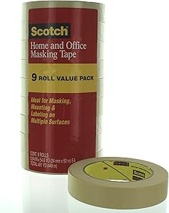 Scotch Home and Office Masking Tape, 0.94 Inch x 54.6 Yards, 9 Rolls (3437-9PK)
