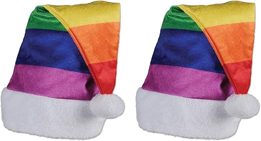 purple and white santa hat