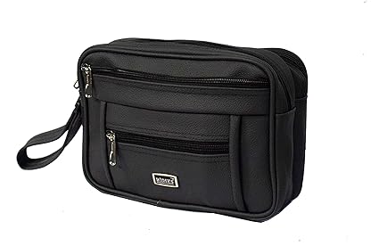 Widnes Synthetic Small Hand Pouch Toiletry Black Sling Bag