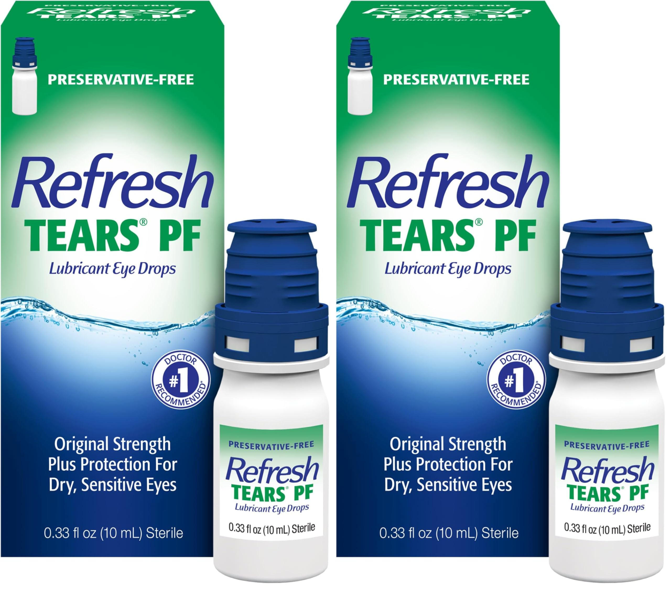 Refresh TEARS PF Preservative-Free Artificial Tears Lubricant Eye Drops, 0.33 fl oz (10 mL) (Pack of 2)