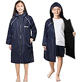 SUN CUBE Swim Parka Boy Girl, Unisex Kids Hooded Changing Robe with Warm Fleece Lining for Swimming, Surfing, Water Sports