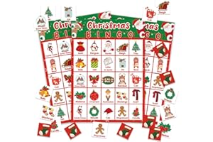 BSNZZIO Christmas Bingo Game, Christmas Bingo Games for Family, 24 Players Bingo Cards, Holiday Xmas Activities for Family, Large Group Bingo Supplies Family Party Game -08