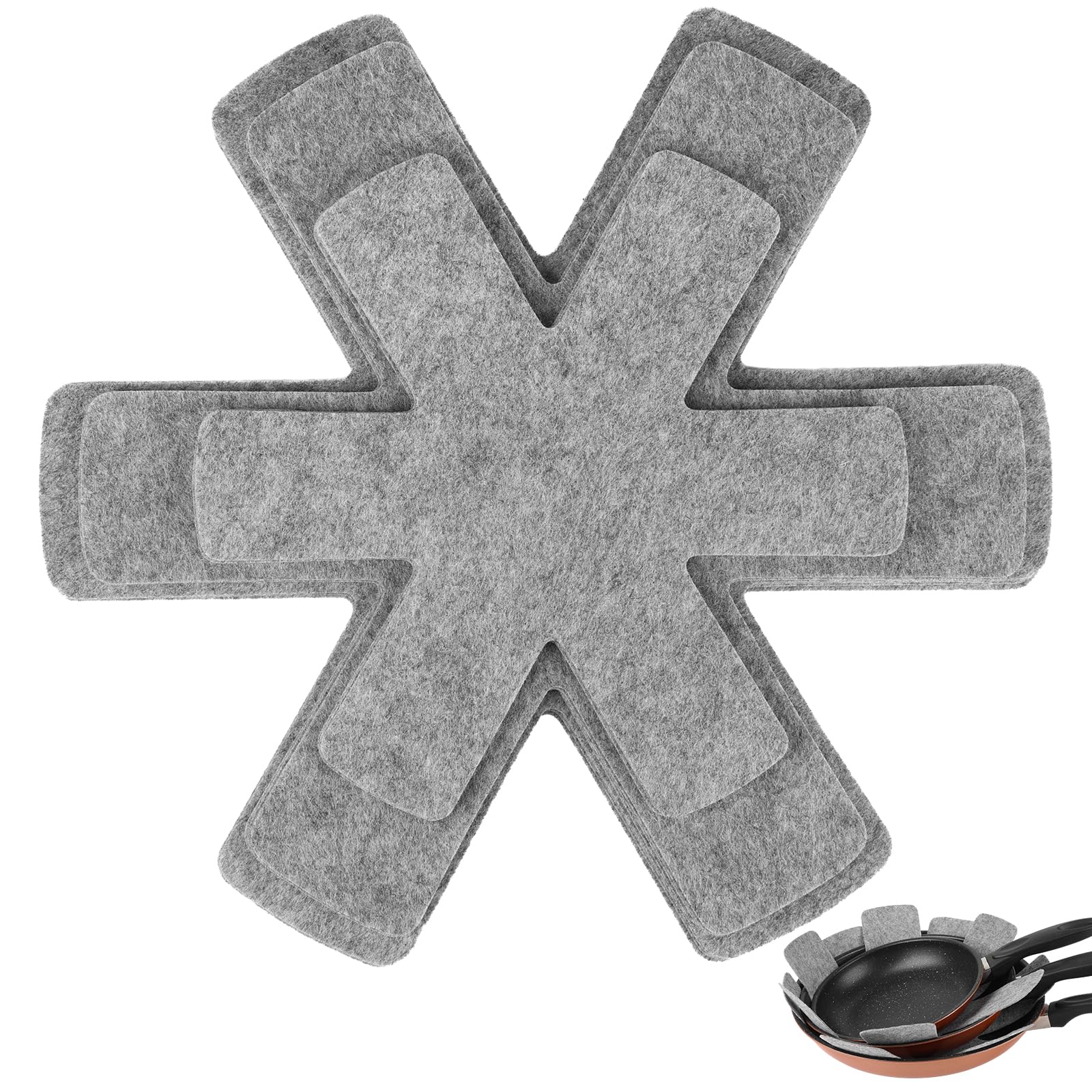 BYKITCHEN Pan Protectors Separators for Stacking, 12 PCS/Set, 3 Sizes - Felt Grey Pot Dividers Pads, Pan Protectors Protecting Pans Pots & Bowls in Kitchen, Ideal Cookware & Motorhome Accessories — image 1