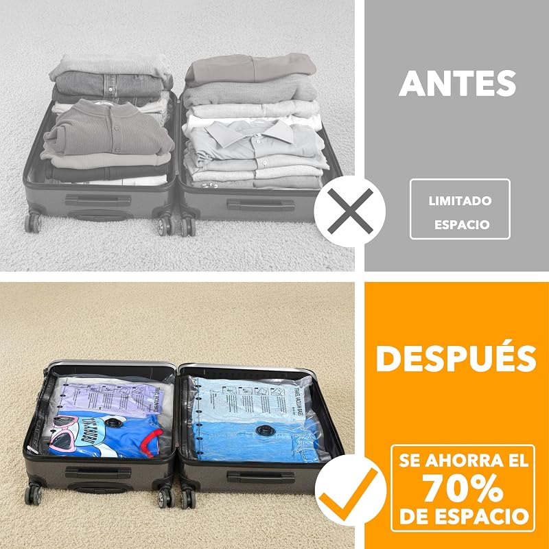 Bolsas Vacío Ropa Viaje con Bomba de Vacío Inalámbrica, 18 Bolsas — foto 3 de 5