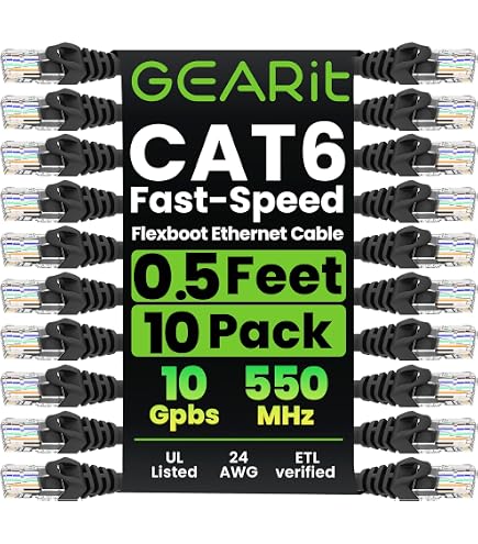 GearIT Lot de 100 câbles de raccordement Ethernet Cat5e de 0,9 m – Cordon réseau LAN