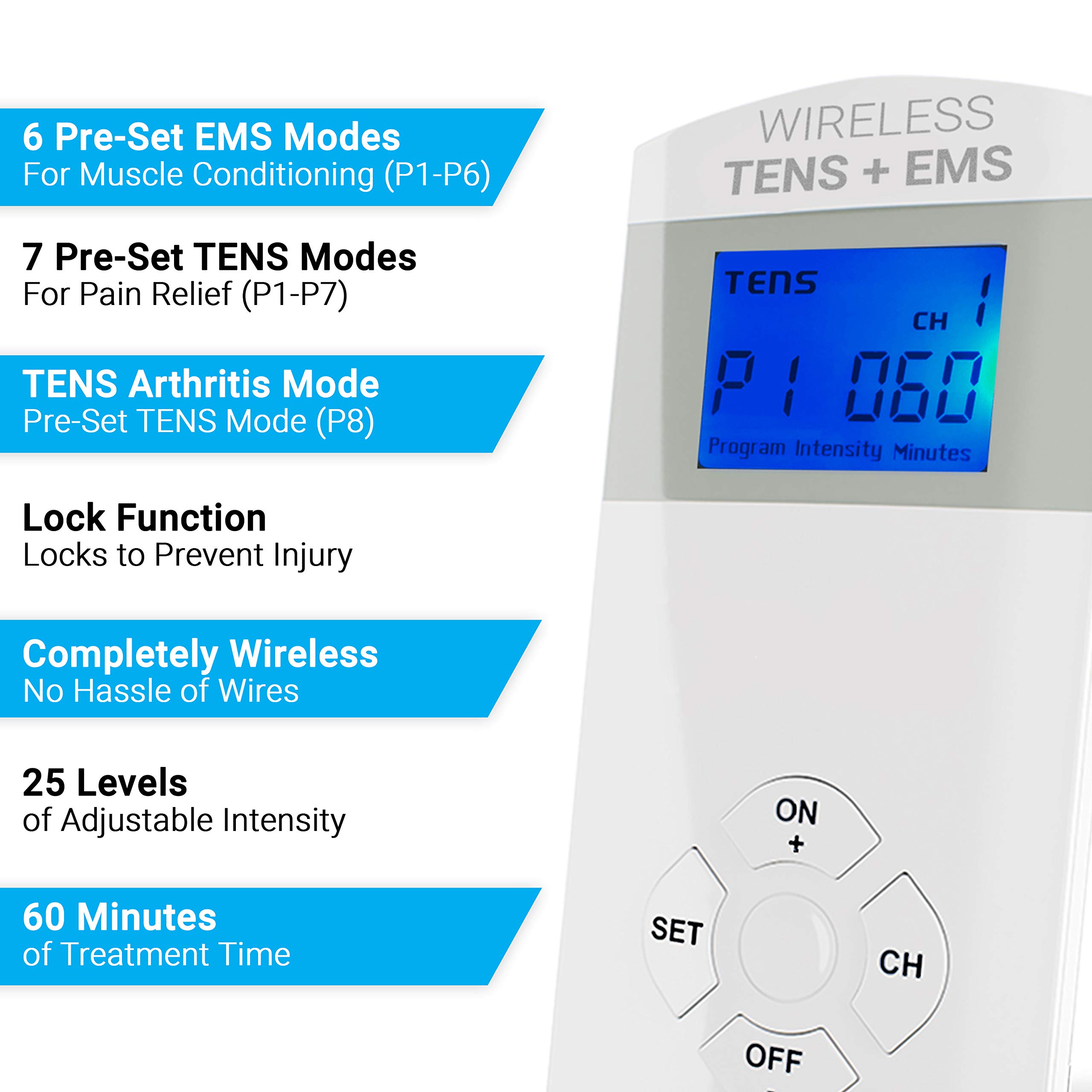 iReliev Wireless TENS + EMS Therapeutic Wearable System Wireless TENS