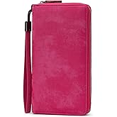 Bveyzi Women RFID Blocking Wallet Leather Zip Around Phone Clutch Large Capacity Ladies Travel Purse Wristlet | RFID Blocking, Zip Around, Large Capacity