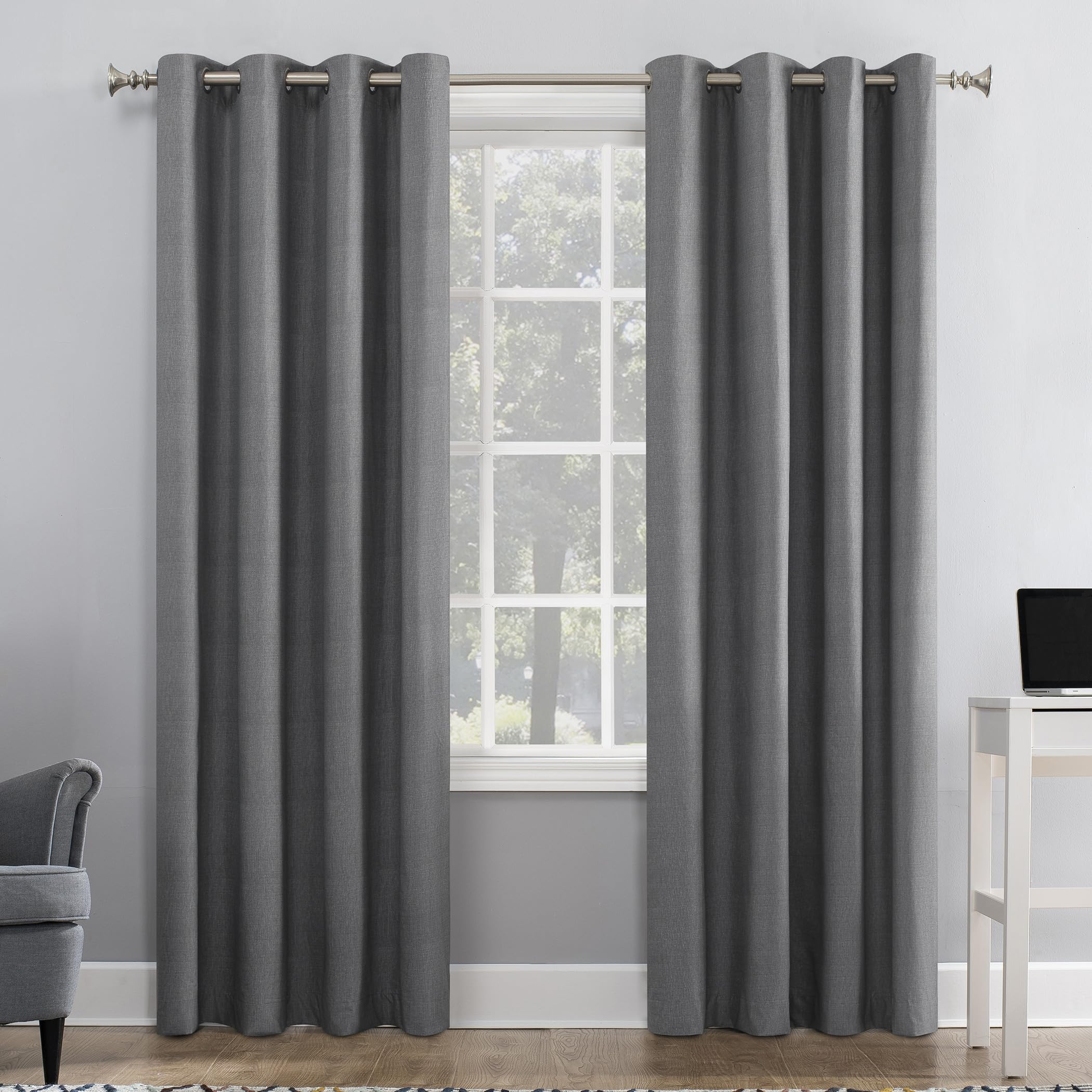 Sun Zero Duran Thermal Insulated 100% Blackout Grommet Curtain Panel, 50" x 63", Gray