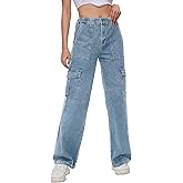 Tapata Women's 26"/28"/30"/32"/34" Cargo Jeans Straight Leg Short Petite Regular Tall Denim Relaxed Y2K Pants