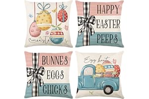 ONFAON Easter Pillow Covers 18x18 - Easter Decorations for Home, Easter Decor Cushion Case for Couch