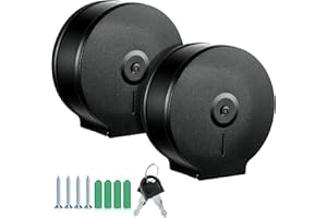 Mifoci 2 Pcs Industrial Toilet Paper Holder Commercial Roll Dispenser Wall Mount Stainless Steel Jumbo Tissue Dispenser Fits 9" Roll Toilet Paper for Office Home Public Places (Black)