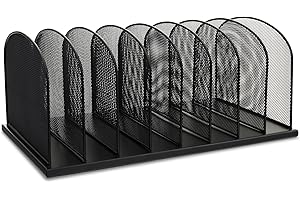 Safco Onyx Desk Organizer with 8 Vertical Sections, File Organizer for Home, Office, Classroom & More, Steel Mesh Construction