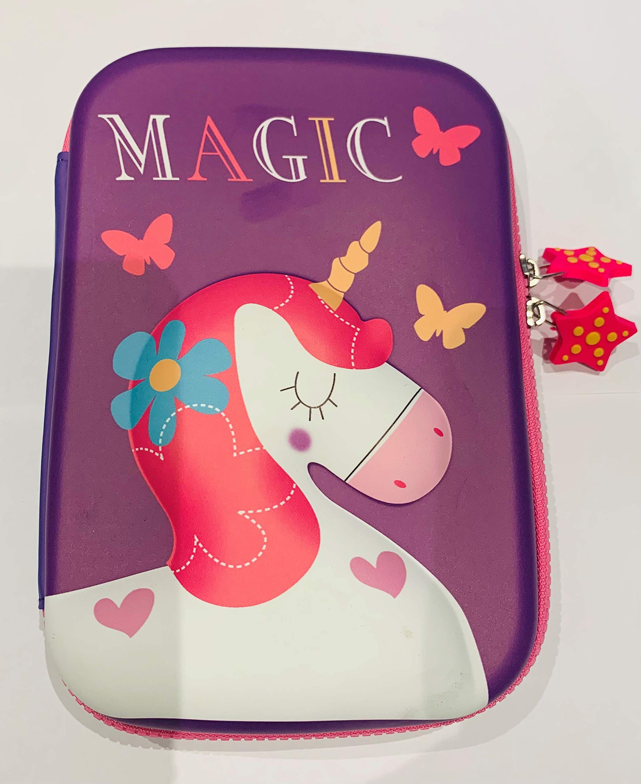 Purple Unicorn Hard Shell 3D Pencil Case