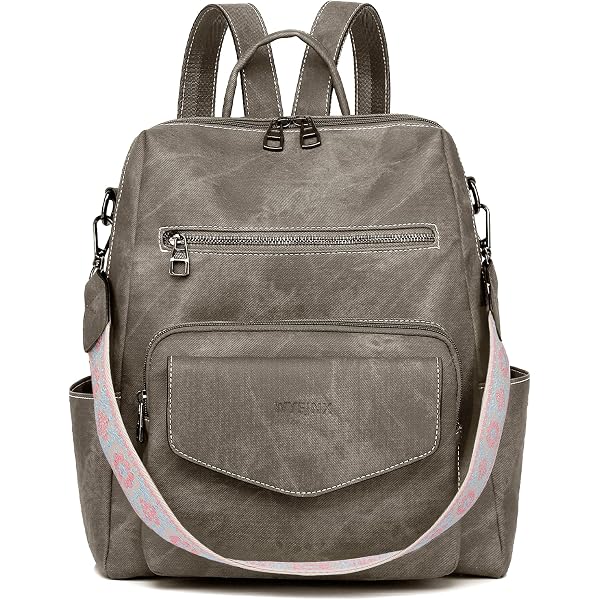 PU Leather Backpack Purse for Women Grey Leather Backpack for Women Designer Ladies Shoulder Bag  main image 3