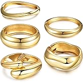 RIOSO Gold Chunky Bracelets for Women Gold Bangles Thick Cuff Big Large Statement Set Women's Bangle Chunky Bracelet