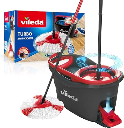 Vileda Turbo 2-in-1 Complete Floor Wash Kit Telescopic Handle 85-123 cm