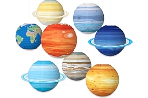 INFITE Space Lanterns Galaxy Planet Earth Paper Lanterns Colorful Hanging Decorations 8PCS Solar System Lanterns for Kids Classroom Science Birthday Outer Space Party Decorations