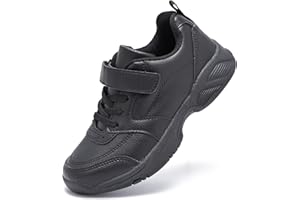 PolarPals Boys Girls Tennis Shoes Leather Running Sneakers Hook & Loop Kids School Cheer Shoes