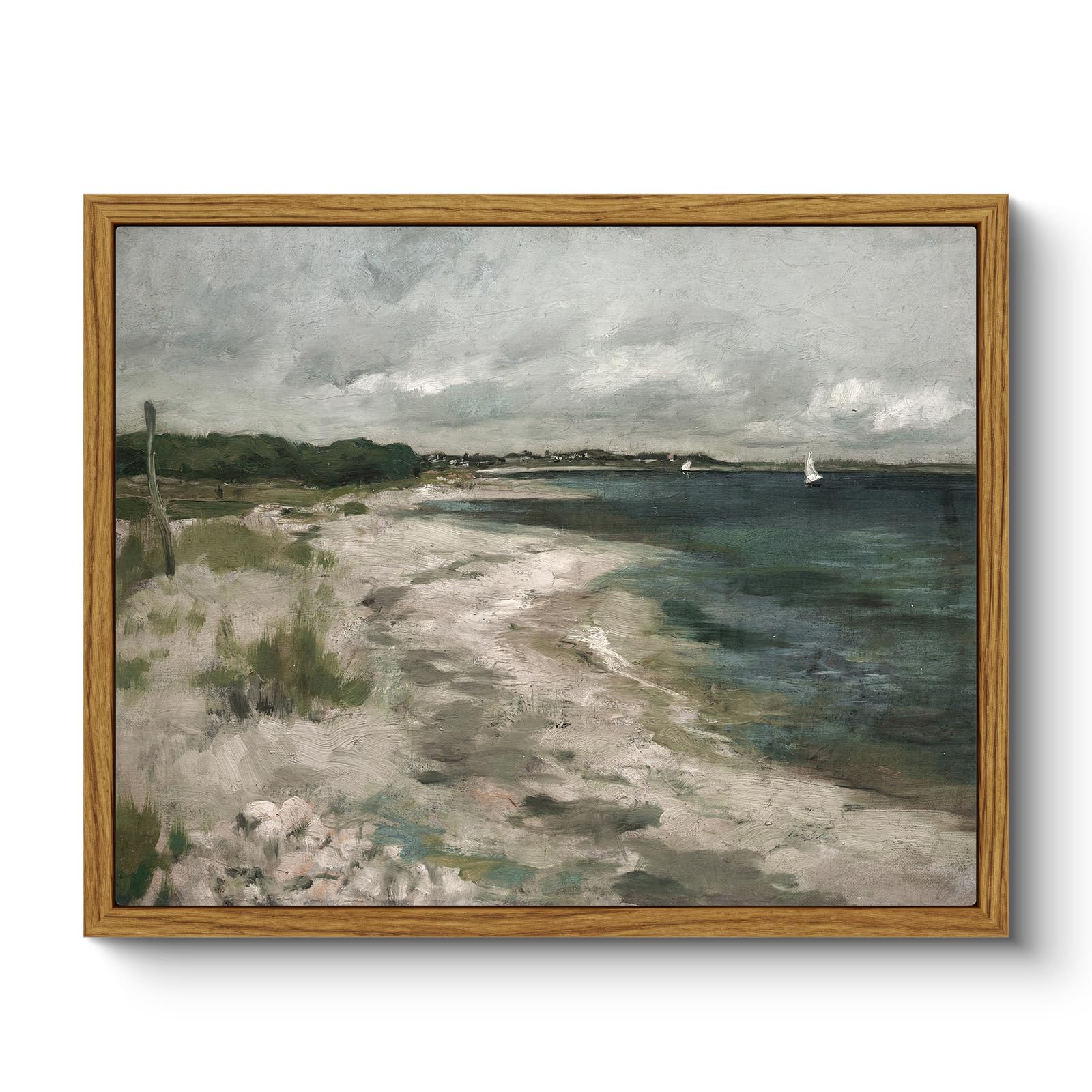 ARPEOTCY Framed Canvas Wall Art Prints, Living Room Hallway Shelf Decor, Seaside Landscape Picture Paintings Wall Decor, Vintage Decor for Bedroom Bathroom Table, Aesthetic Room Decor, 20x25cm