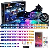 ZONECONA 8PCS Chasing Motorcycle LED Underglow Lights Kit Accent Strip | APP/Remote, RGB-IC Dream Color Brake&amp;Turn Signal Lights, Flow Music Sync Waterproof 12V for Sport Bike Street Cruiser Touring