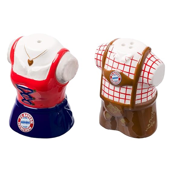 FC Bayern München - Salz- und Pfefferstreuer + gratis Sticker München Forever, Streuer Küche, Salt and Pepper Shaker Set