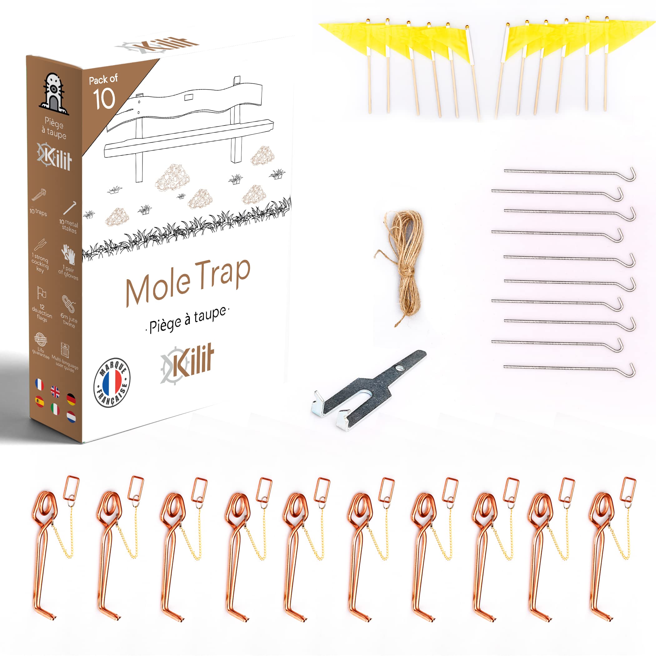 KALIGEN Professional Mole Trap [Pack of 10] - Scissor Claw Trap Reusable - Garden Mole Killer No Poison - Large Areas