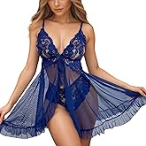 Hamefen dream love Women Lingerie Lace Babydoll Chemise Ruffle Nightgown Sleepwear S-XXL