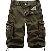 AOYOG Men's Camo Cargo Shorts Relaxed Fit Multi-Pocket Outdoor Camouflage Cargo Shorts Cotton