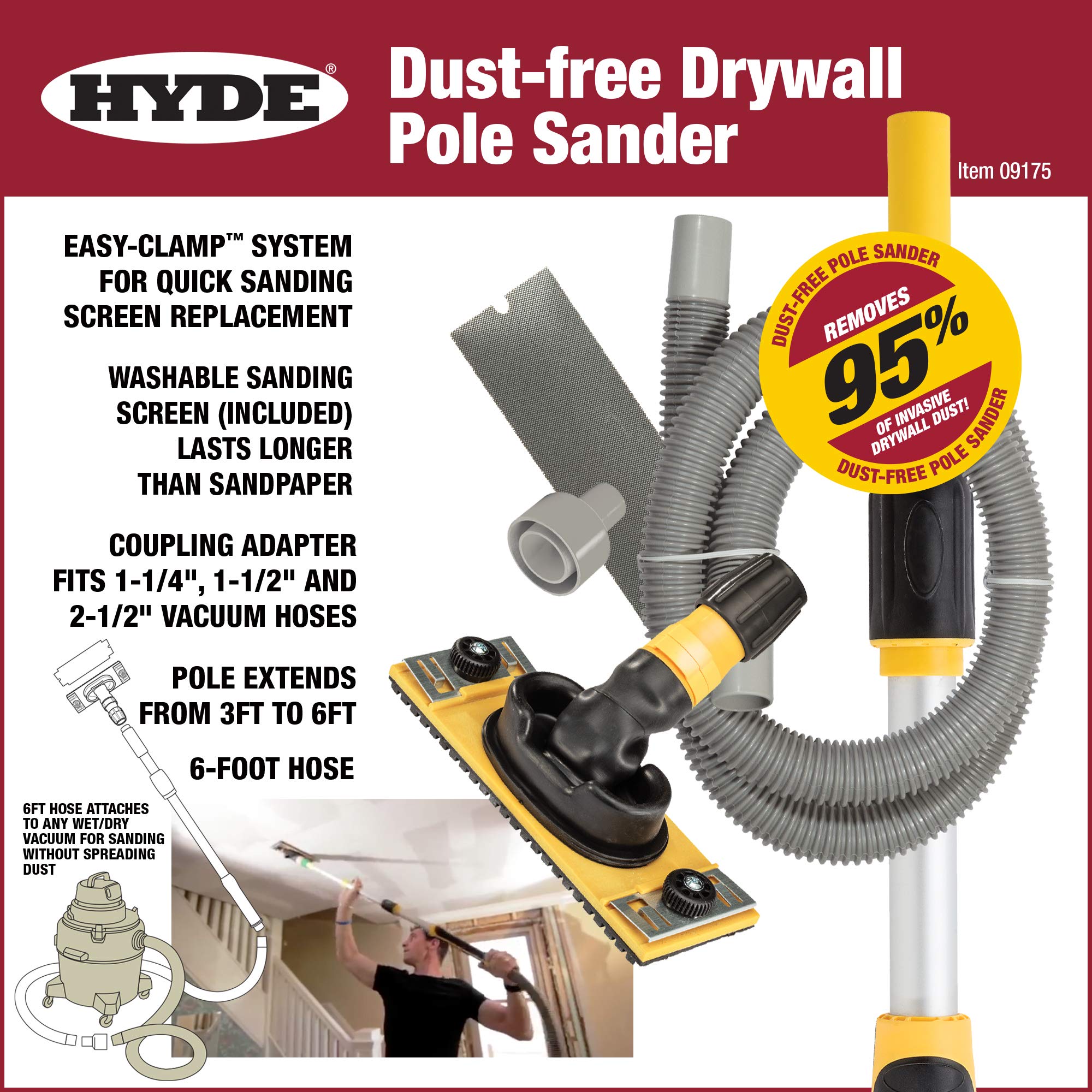 HYDE 09175 Drywall Vacuum Sander