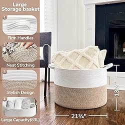 Goodpick Large Cotton Rope Basket, 83L Big Woven