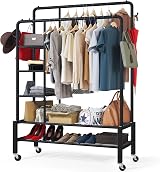 Klass Home Collection Heavy Duty Clothes Rail 120KG Black Metal Rack