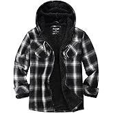 Puhope Womens Fleece Lined Jacket Fleece Zip Up Jacket Flannel Plaid shirt jacket Full Zip Hoodies for Women