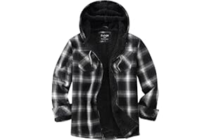 Puhope Womens Fleece Lined Jacket Fleece Zip Up Jacket Flannel Plaid shirt jacket Full Zip Hoodies for Women