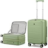MILADA 20-Inch Expandable Carry On Luggage, Hard Shell Top-Opening Luggage with Wheels, TSA-Approved Small Travel Bag for Men and Women Carry-On Suitcase, Bamboo Green