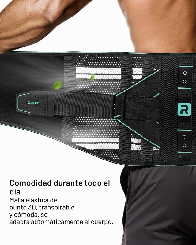Lumbar Para Hombre y Mujer, Soporte Lumbar 8X Potente con Almohadilla 3D, Soporte de Espalda Transpirable con Correa Ajustable (Azul, Small)