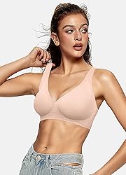 OEAK Womens Deep V Bras Wireless Comfortable Bra