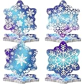 48 Pcs Winter Snowflake Paper Plates Christmas Snowflakes Disposable Plates Snow Party Plate Blue Snowflake Dessert Plate for Xmas Winter Holiday Wonderland Girl Princess Birthday Party Supplies