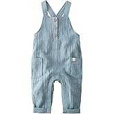 little planet by carter's Baby Organic Cotton Overall Jumpsuit, Blue Creek Solid, 9M