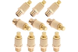 Mtsooning 10PCS Air Pneumatic Flow Control Mufflers, 1/4inch Exhaust Muffler Filters, Bronze Thread Hex Brass Silencer Replacement for 1/4" NPT BSL-02