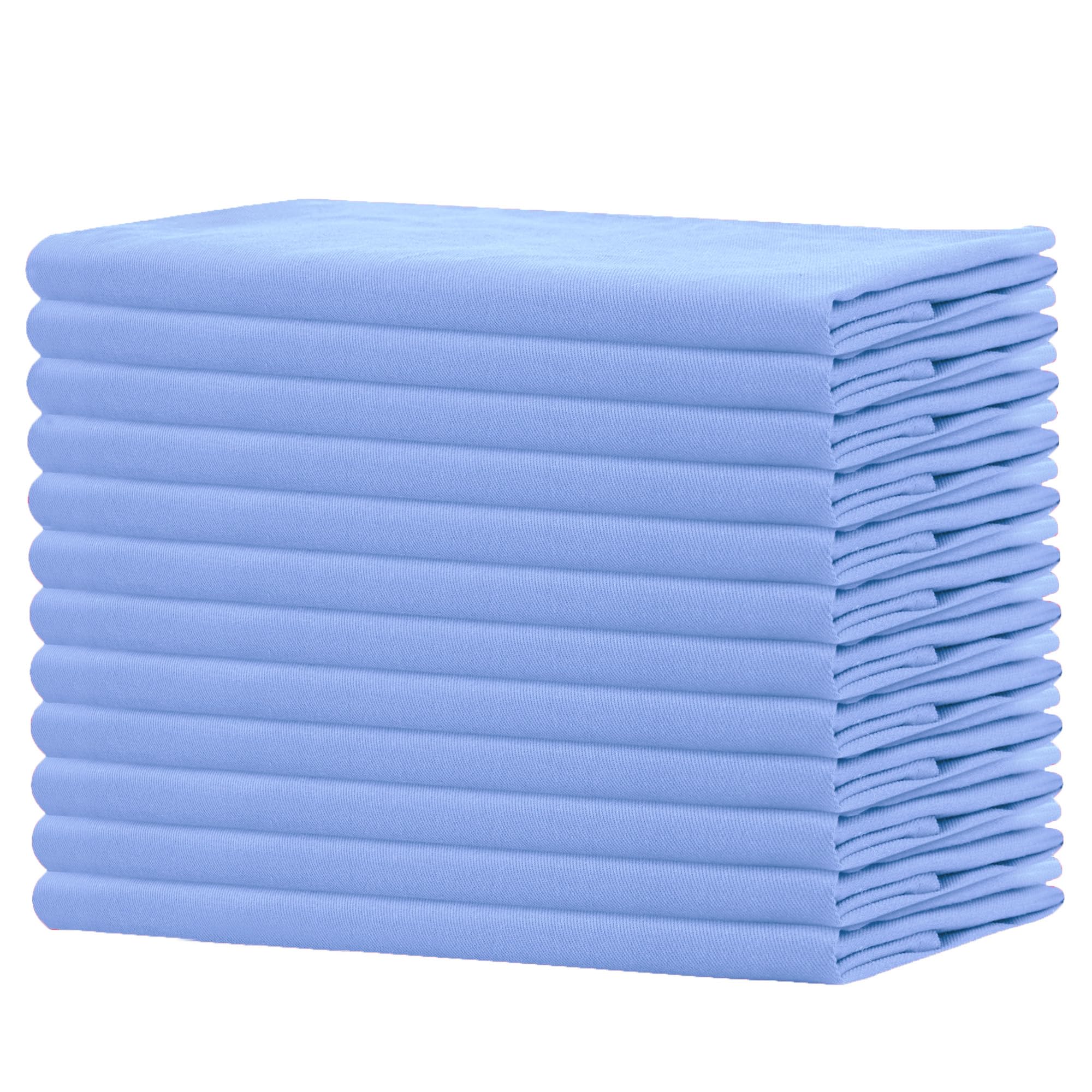 Sweet Needle - Pack of 12-100% Cotton Oversized Dinner Christmas Napkins 45 CM x 45 CM (18 IN x 18 IN), Airy Blue - Heavy weight fabric for daily use with Mitered corners finish