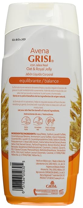 Amazon.com: Avena Grisi Con Jalea Real Oat & Royal Jelly Shower Gel/jabon Corporal Balance 450ml: Health & Personal Care